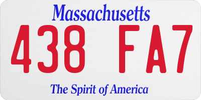 MA license plate 438FA7