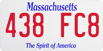 MA license plate 438FC8