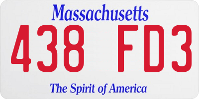 MA license plate 438FD3