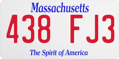 MA license plate 438FJ3