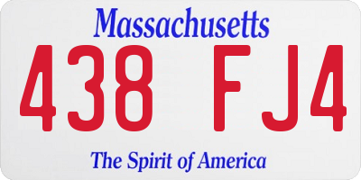 MA license plate 438FJ4
