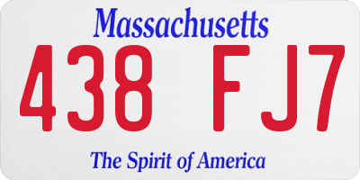 MA license plate 438FJ7