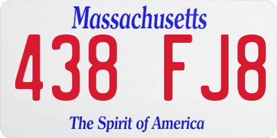 MA license plate 438FJ8