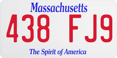 MA license plate 438FJ9