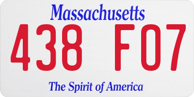 MA license plate 438FO7