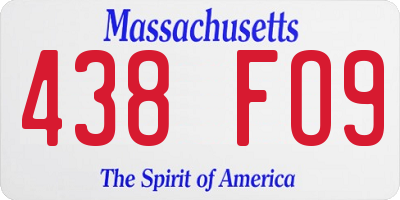 MA license plate 438FO9