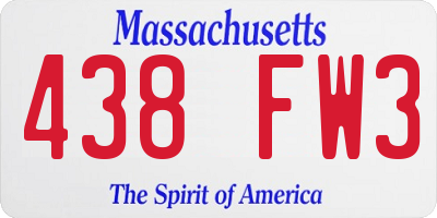 MA license plate 438FW3