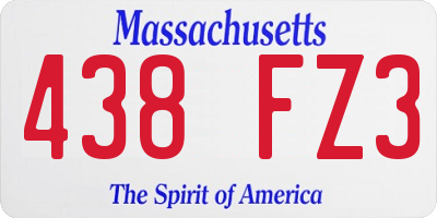 MA license plate 438FZ3