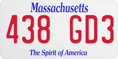 MA license plate 438GD3