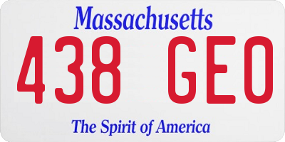 MA license plate 438GE0