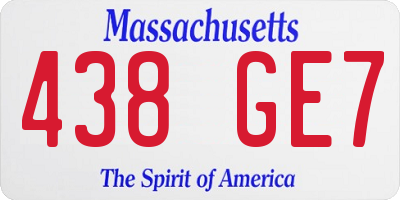 MA license plate 438GE7