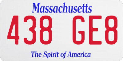 MA license plate 438GE8