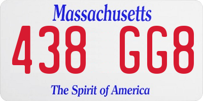 MA license plate 438GG8