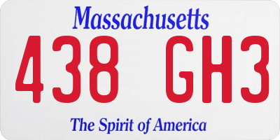 MA license plate 438GH3