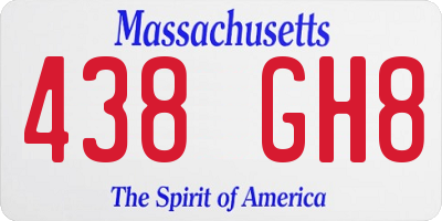 MA license plate 438GH8