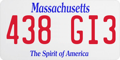 MA license plate 438GI3