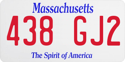 MA license plate 438GJ2