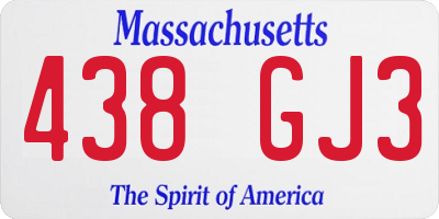 MA license plate 438GJ3