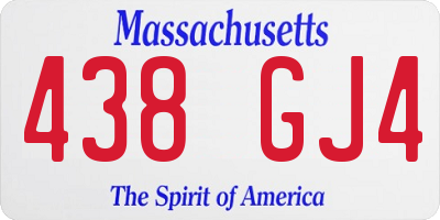 MA license plate 438GJ4