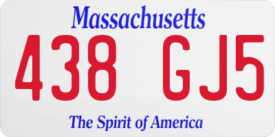 MA license plate 438GJ5