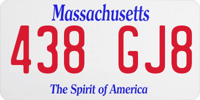 MA license plate 438GJ8