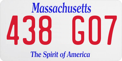 MA license plate 438GO7