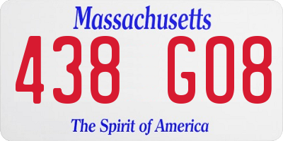 MA license plate 438GO8