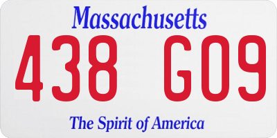 MA license plate 438GO9