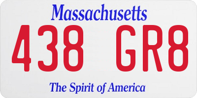 MA license plate 438GR8