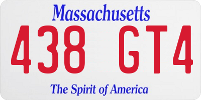 MA license plate 438GT4