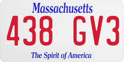 MA license plate 438GV3