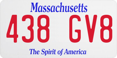 MA license plate 438GV8