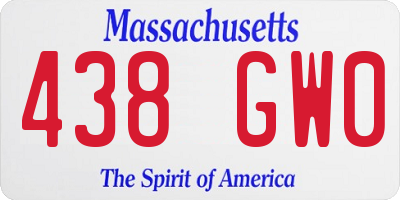 MA license plate 438GW0