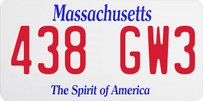 MA license plate 438GW3