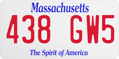 MA license plate 438GW5