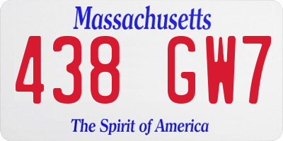 MA license plate 438GW7