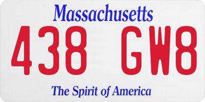 MA license plate 438GW8