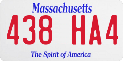 MA license plate 438HA4