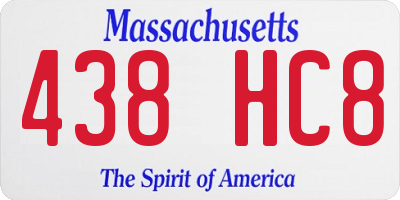 MA license plate 438HC8