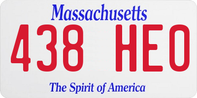 MA license plate 438HE0