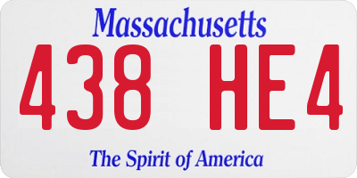 MA license plate 438HE4