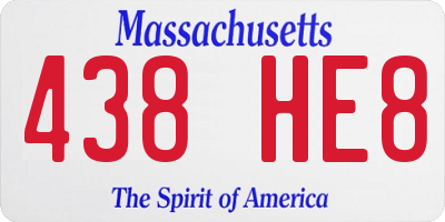 MA license plate 438HE8