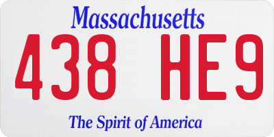 MA license plate 438HE9