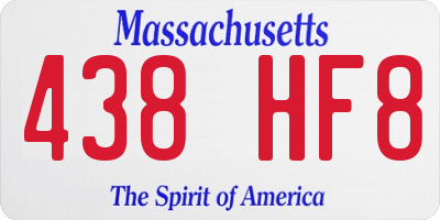 MA license plate 438HF8