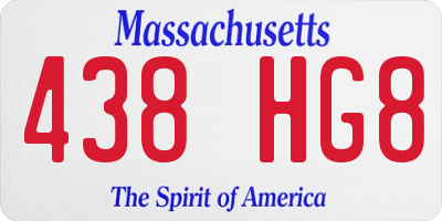 MA license plate 438HG8