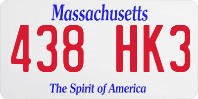 MA license plate 438HK3