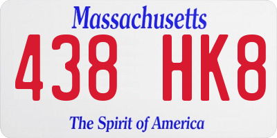 MA license plate 438HK8