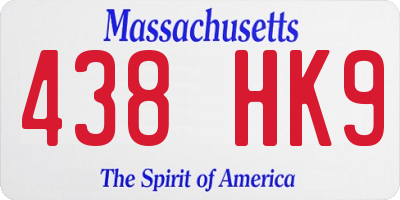 MA license plate 438HK9