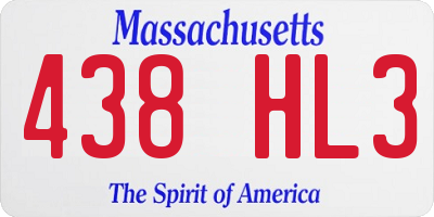 MA license plate 438HL3