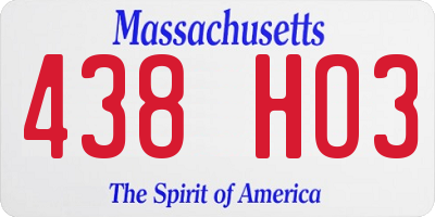 MA license plate 438HO3